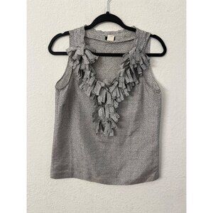J.Crew Womens Sleeveless Ruffle Trim Silk Blouse Black & White women size 2